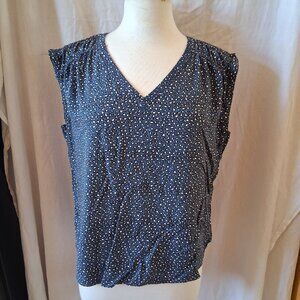 DR2 women's sleeveless polka dot blouse Large 100% rayon